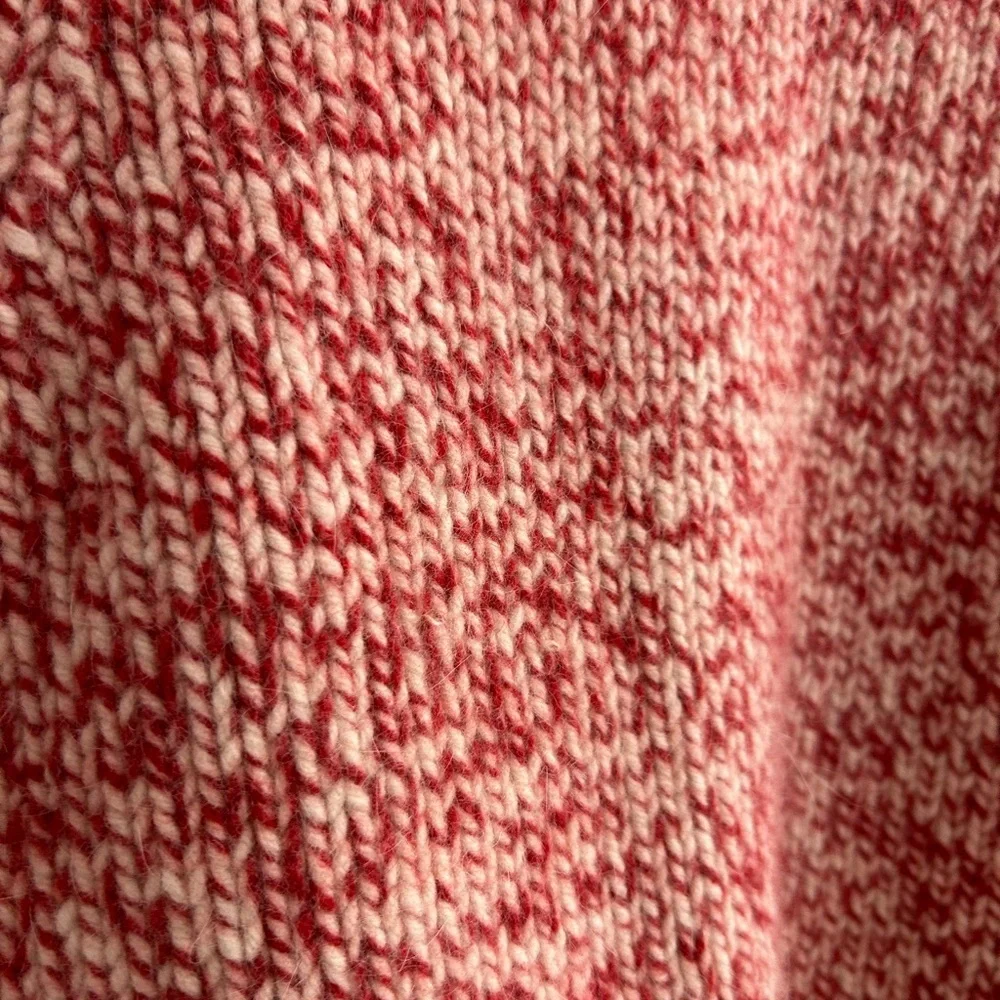 Eddie Bauer chunky knit sweater turtle red/white 70% lamb wool 20% rabbit size L - Picture 6 of 6